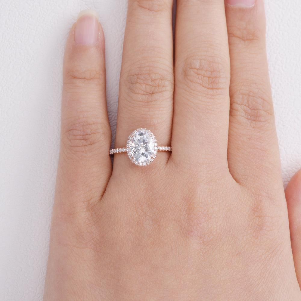 1.91 CT Oval Halo & Pave Lab Grown Diamond Engagement Ring