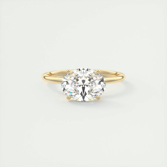 1.91 CT East West Oval Solitaire Lab Grown Diamond Engagement Ring