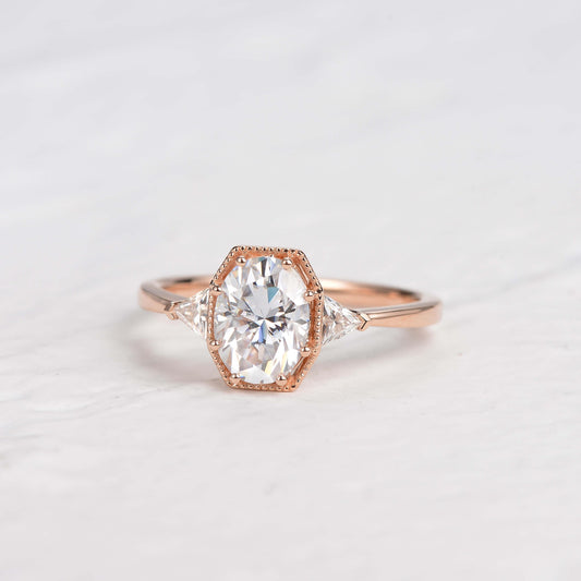 1.33 CT Oval Three Stone Lab Grown Diamond Engagement Ring