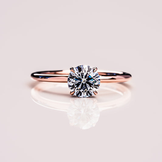 1.6 CT Round Hidden Halo Moissanite Engagement Ring