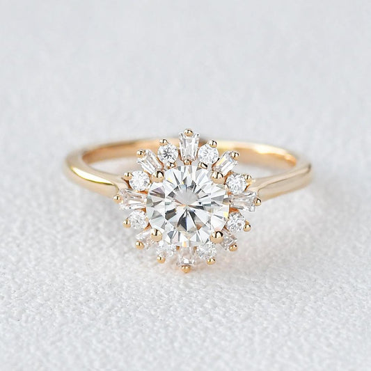 1 CT Round Halo Lab Grown Engagement Ring